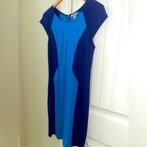 Twice Worn/ Professionally Dry Cleaned Ambar Colorblock Blue Dress Size Small